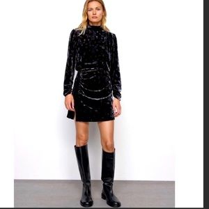 Zara printed velvet mini dress